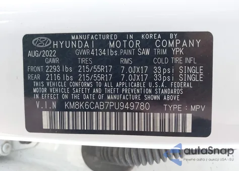 2023 Hyundai Kona Sel из США, поврежденный, VIN KM8K6CAB7PU949780